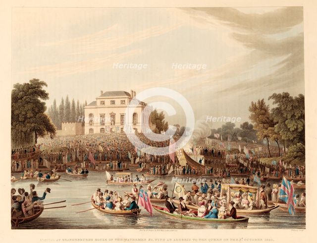 Arrival at Brandenburg House of the Watermen, etc with an Address to the Queen on the 3rd October 18 Creator: English School (19th Century).
