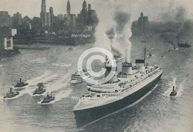 'Arrival at New York of the Normandie', 1936. Artist: Unknown.