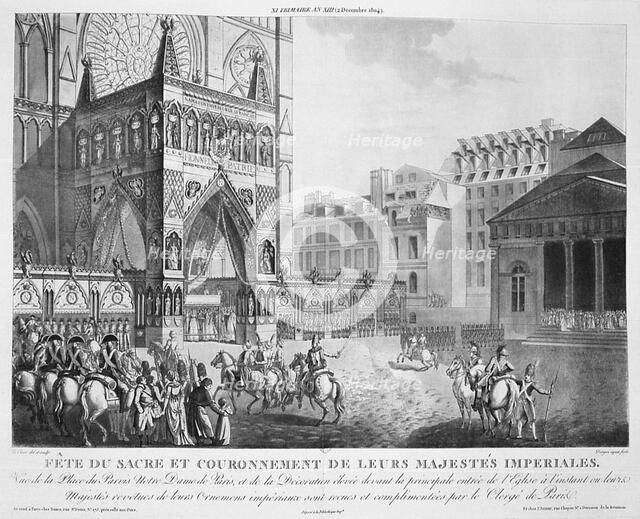 'Arrival at Notre Dame', 2nd December, 1804, 19th century.  Creator: Unknown.