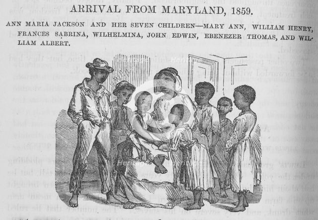 Arrival from Maryland, 1859; Ann Maria Jackson and her seven children, 1872. Creator: Unknown.