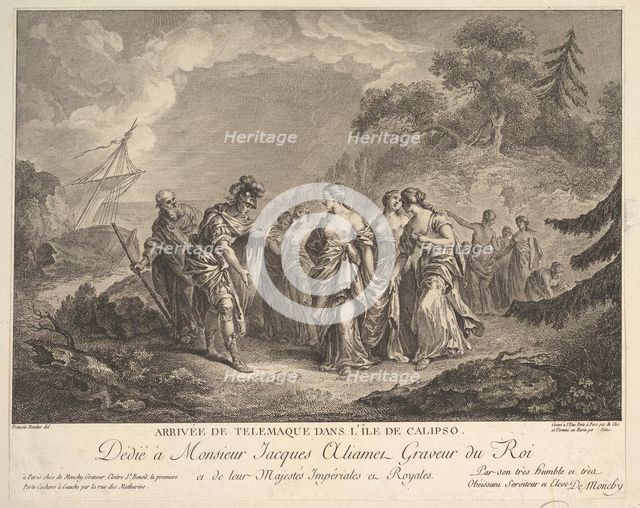 Arrival of Telemachus at the Island of Calypso. Creators: Antoine Jean Duclos, Jean-Baptiste Patas.