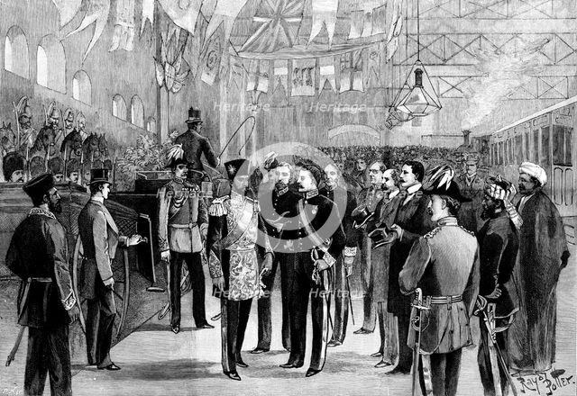 Arrival of the Ameer's son in London: the scene at Victoria Station, 1895. Creator: P Naumann.