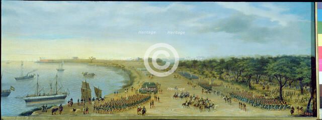 Arrival of the allied army to Itapirú, 1866, oil.