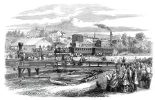 Arrival of the first train of the Atlantic and Great Western Railroad at James Town..., 1860. Creator: Unknown