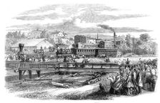 Arrival of the first train of the Atlantic and Great Western Railroad at James Town..., 1860. Creator: Unknown