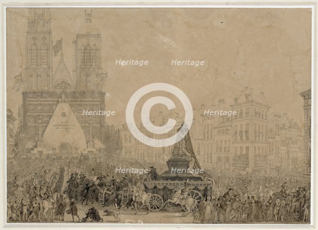 Arrival of the funeral procession with the remains of Louis XVI and Marie-Antoinette in Saint-Denis 