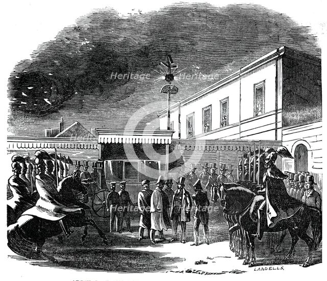 Arrival of the King of the French during the fire, 1844. Creator: Ebenezer Landells.
