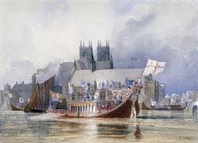 Arrival of the Lord Mayor at Westminster c1841(?). Artist: Richard Henry Nibbs