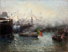 Arrival of the Lancia Reale to the Columbus festival in Genoa