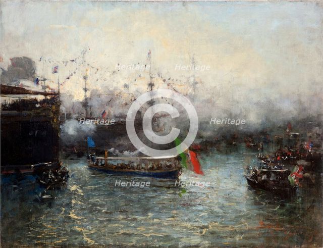 Arrival of the Lancia Reale to the Columbus festival in Genoa.