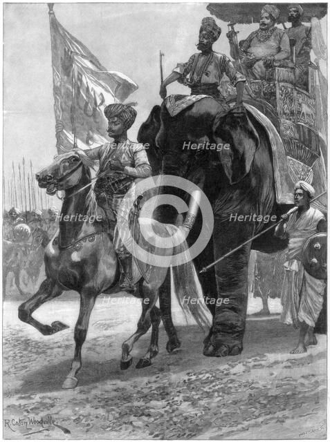 Arrival of the Nawab Siraj Ud Daulah before Clive's position, India, 1757, (1893).Artist: Richard Caton Woodville II