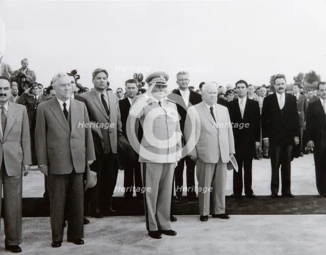 Arrival of the Soviet delegation in Belgrade,Yugoslavia, 26 May 1955.  Artist: Anon