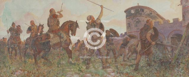 Arrival of the Saxons in London, c530 AD, (c1912). Creator: Amedee Forestier.