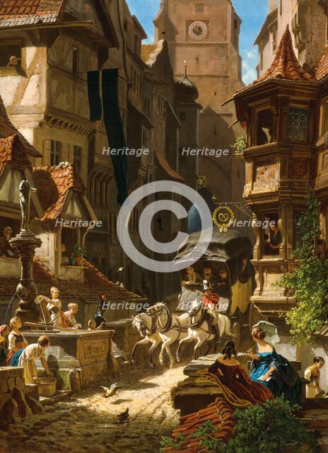 Arrival of the Stagecoach, ca 1859.