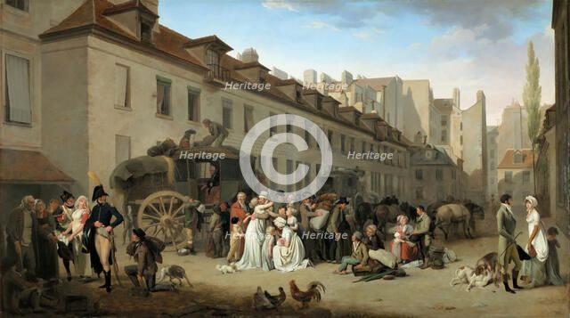 Arrival of the Stagecoach in the Courtyard of the Messageries. Artist: Boilly, Louis-Léopold (1761-1845)