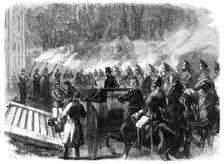 Arrival of the Prince and Princess of Wales at Kimbolton, 1870. Creator: C. R.