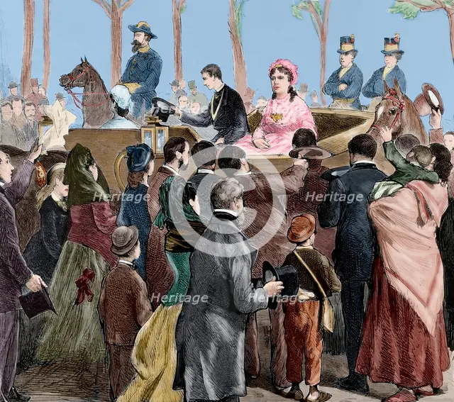 Arrival of the Queen Mother, Isabella of Bourbon to Madrid, October 13, 1876.  Creator: Capuz.