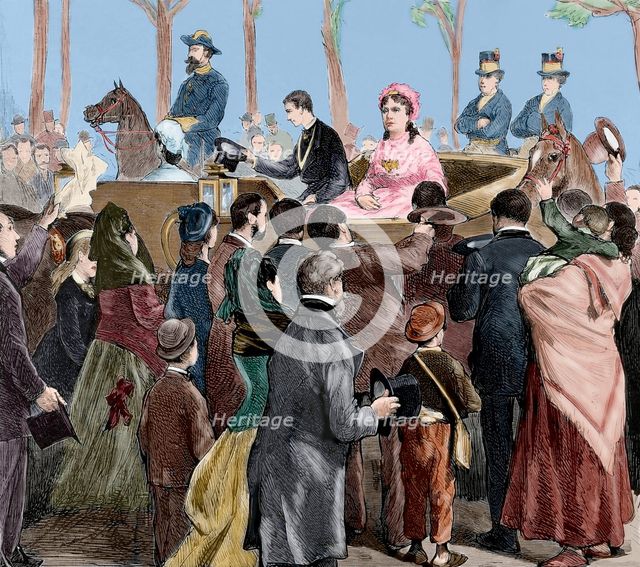 Arrival of the Queen Mother, Isabella of Bourbon to Madrid, October 13, 1876.  Creator: Capuz.