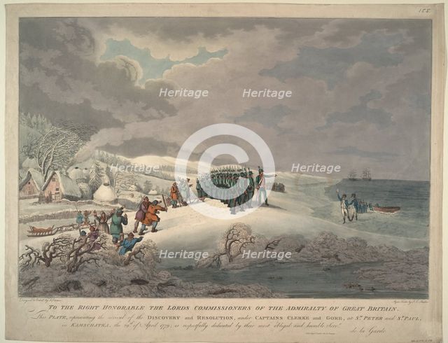 Arrival of the Resolution and Discovery on the east coast of Kamchatka, 1779. Artist: Eckstein, Johannes (1735-1817)