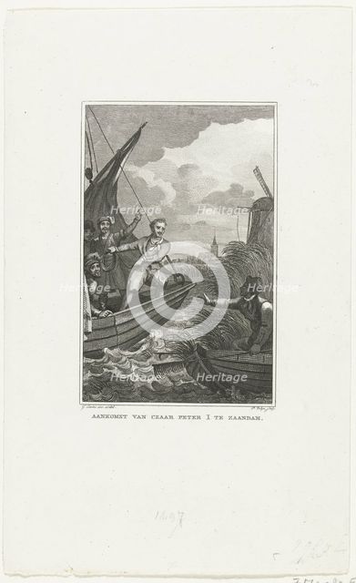 Arrival of Tsar Peter the Great in Zaandam, 1697, c. 1829. Artist: Velijn, Philippus (1787-1836)