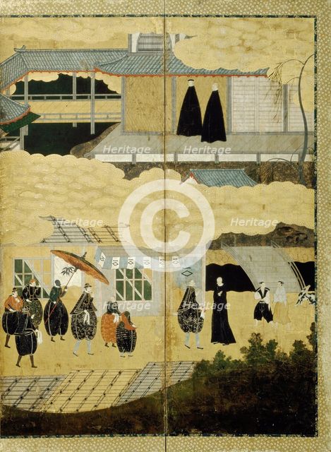 Arrival of a Portuguese ship. Nanban screen. Detail: Japanese Christians, ca. 1600. Artist: Anonymous  