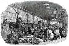 Arrival of Christmas Train, Eastern Counties Railway - drawn by Duncan, 1850. Creator: Unknown