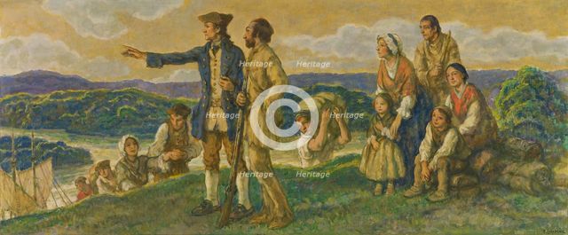 Arrival of Colonel John Donaldson (design for mural). Creator: F. Luis Mora.