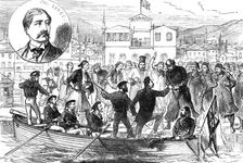 Arrival of Colonel Synge at Salonica after his release by the brigands, 1880. Creator: Unknown