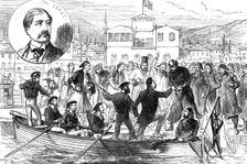Arrival of Colonel Synge at Salonica after his release by the brigands, 1880. Creator: Unknown