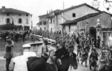 Arrival of French troops in Italy; On entering the village where they are posted.., 1917 Creator: Unknown