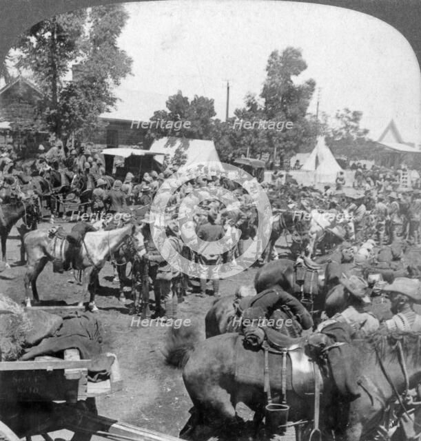 Arrival of General Cronje at Modder River as a prisoner of war, South Africa, Boer War, 1901. Artist: Underwood & Underwood