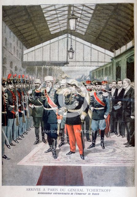 Arrival of General Tchertkoff (Chertkov), Russian ambassador to France, Paris, 1895. Artist: Unknown