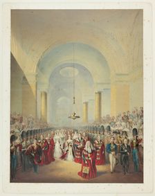 Arrival of Her Most Gracious Majesty at House of Lords to Open First Parliament of her Reign, n.d. Creator: George Baxter