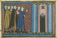Arrival of Hospitallers in Baniyas (From "Li rommans de Godefroy de Buillon et de Salehadin"), 1337. Creator: Maître de Fauvel (active 1314-1340)