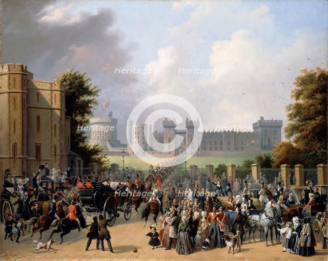 Arrival of King Louis-Philippe at Windsor Castle. Artist: Pingret, Édouard-Henri-Théophile (1788-1875)