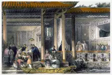Arrival of Marriage Presents at the Bridal Residence 1843. Creator: Unknown