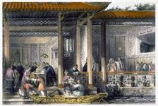 Arrival of Marriage Presents at the Bridal Residence 1843. Creator: Unknown