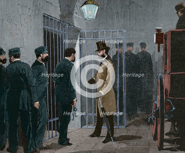 Arrival of Parnell in Kilmainham prison, (Dublin), 1881.  Creator: Bernardo Rico.