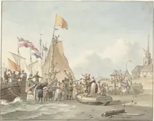 Arrival of Prince Willem Frederik in Scheveningen, November 30, 1813, (1813). Creator: Nicolaas Lodewyk Penning
