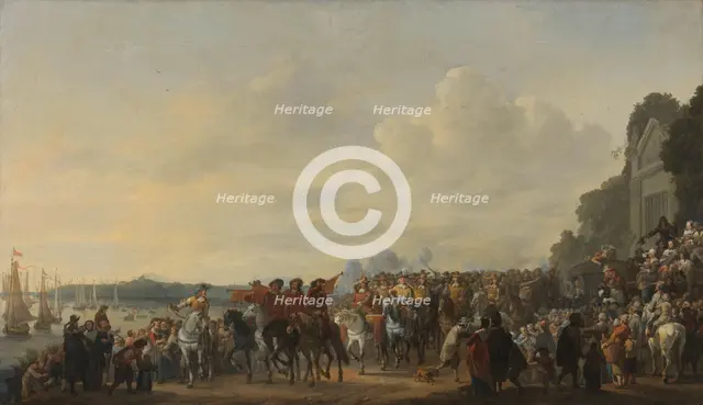 Arrival of Prince William II at the Estate Welna on the Amstel during the Attack on Amsterdam, July  Creator: Johannes Lingelbach.