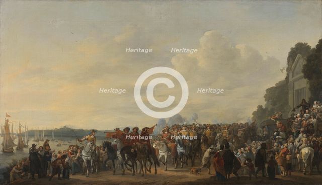 Arrival of Prince William II at the Estate Welna on the Amstel during the Attack on Amsterdam, July  Creator: Johannes Lingelbach.