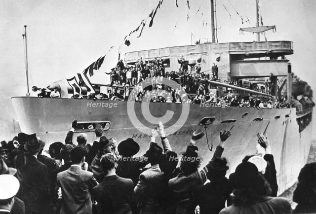 Arrival of SS "Marine Flasher", New York, USA, 20  May 1946. Creator: Unknown.