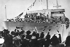 Arrival of SS Marine Flasher, New York, USA, 20 May 1946