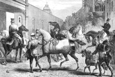 Arrivals for the Horse Show at the Agricultural Hall, Islington, 1865. Creator: Unknown