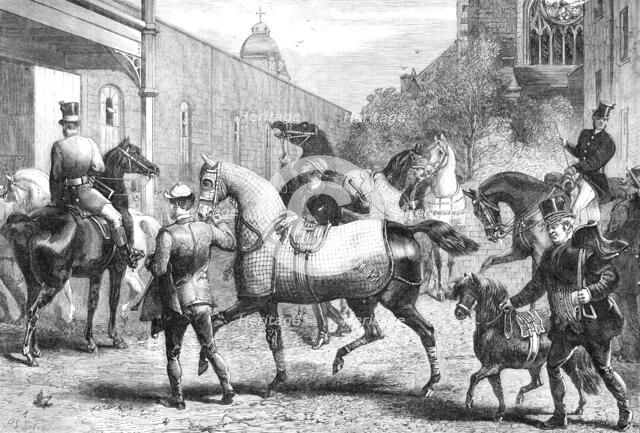 Arrivals for the Horse Show at the Agricultural Hall, Islington, 1865. Creator: Unknown.