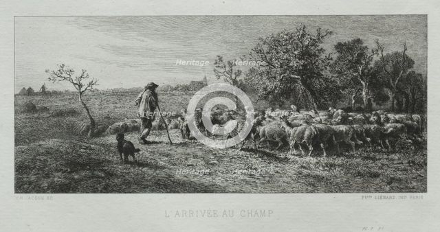 Arriving at the Field. Creator: Charles-Émile Jacque (French, 1813-1894).