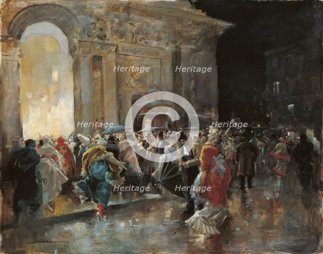 Arriving at the Theatre on a Night of a Masked Ball. Artist: Lucas Villaamil, Eugenio (1858-1919)