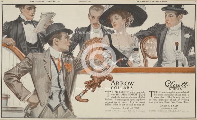 Arrow collars, Cluett shirts, c1909-09-25. Creator: Unknown.