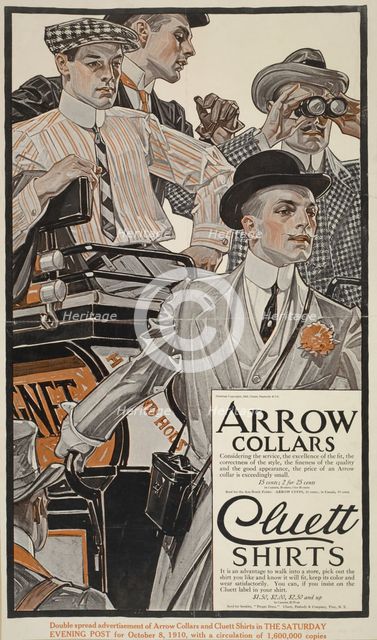 Arrow collars. Cluett shirts. Saturday evening post, Oct 8 1910., c1910. Creator: Unknown.