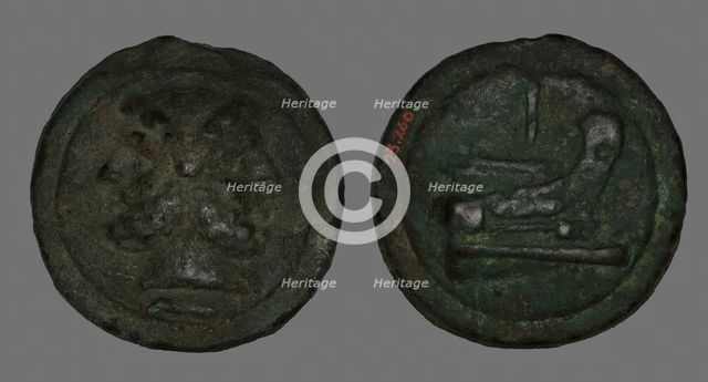 As (Coin) Depicting the God Janus, 225-217 BCE. Creator: Unknown.
